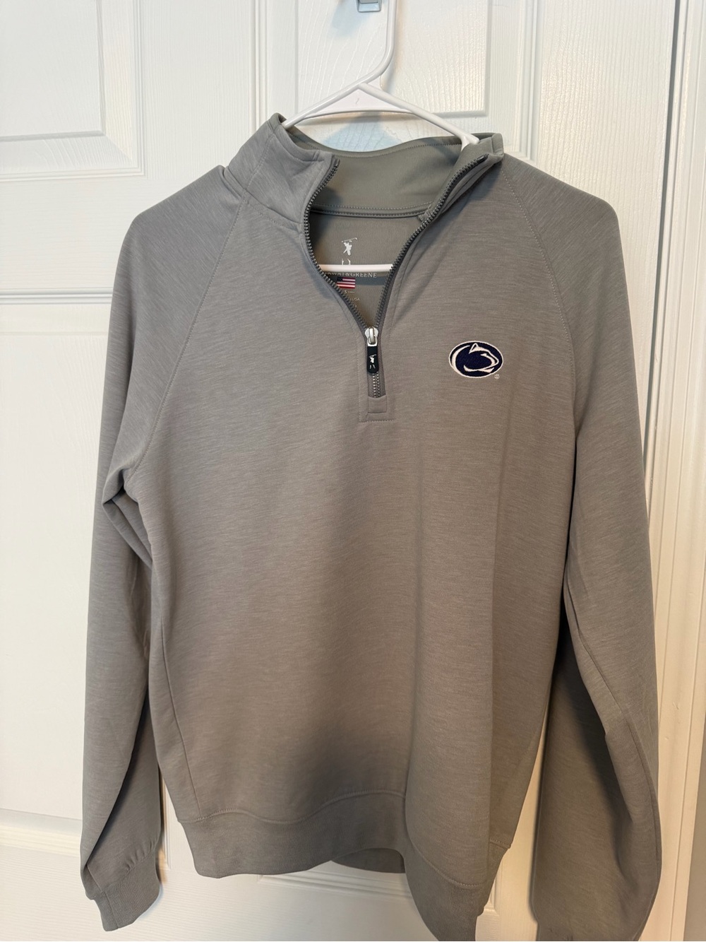 Fairway & Greene Gray Quarter-Zip Pullover with Navy Logo
